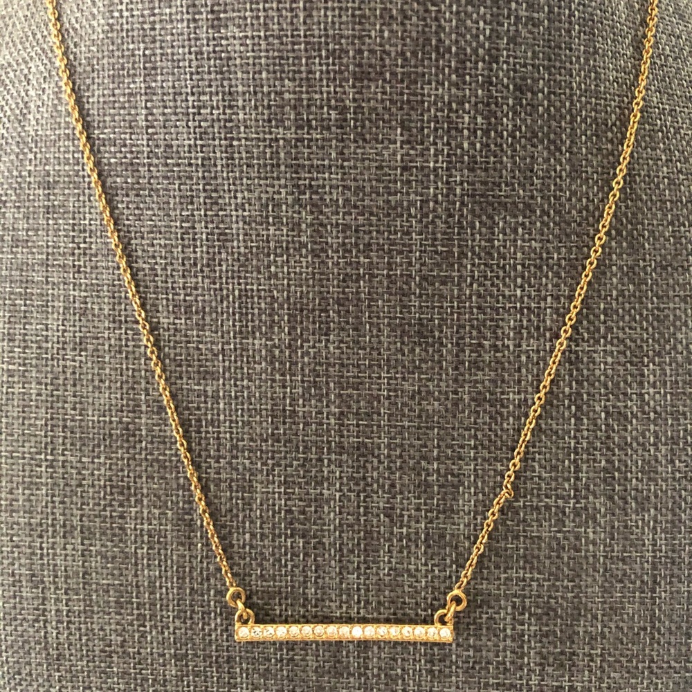 Touchstone Crystal Pave Bar Necklace Gold